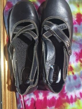 b.o.c. Black Cross-Strap Mary Jane Flats